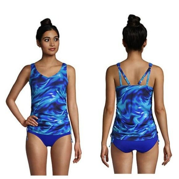 Lands end v neck underwire tankini swimsuit top 6 - Picture 3 of 7